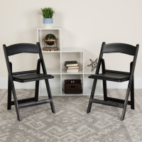Flash Furniture 2-LE-L-1-BLACK-GG 2 Pk. HERCULES Series 1000 lb. Capacity Black Resin Folding Chair with Black Vinyl Padded Seat